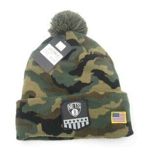 New W/ Defect Ultra Game Brooklyn Nets Basketball US Flag Camo Cuff Beanie